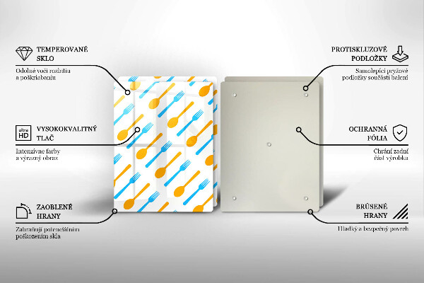 Skleněná krájecí deska Vidličky a lžíce