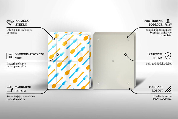 Skleněná krájecí deska Vidličky a lžíce