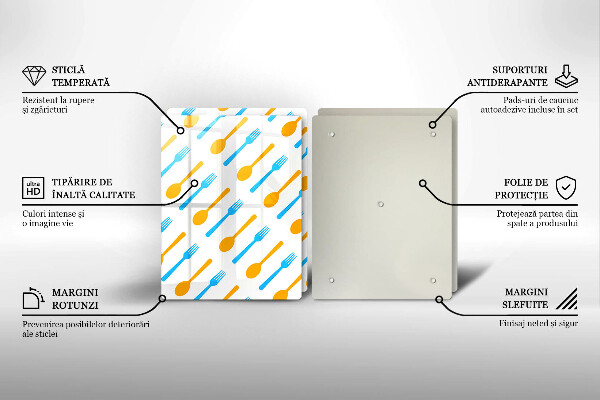 Skleněná krájecí deska Vidličky a lžíce