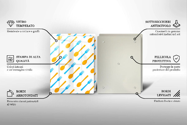 Skleněná krájecí deska Vidličky a lžíce