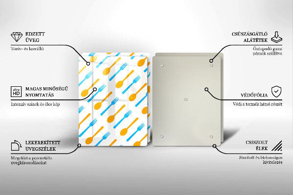 Skleněná krájecí deska Vidličky a lžíce