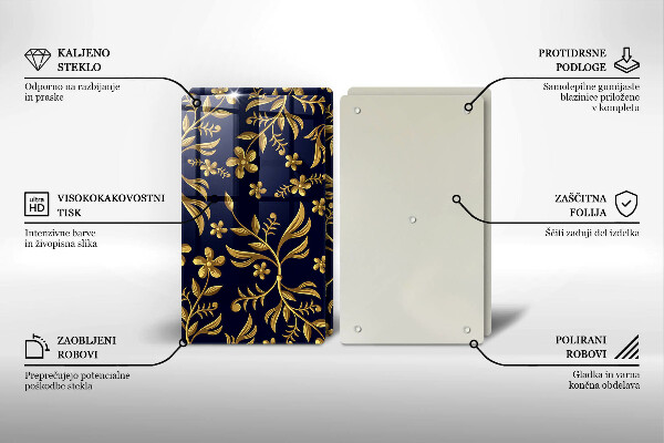 Skleněná krájecí deska Motiv zlaté květiny