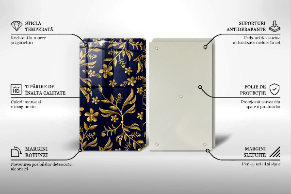 Skleněná krájecí deska Motiv zlaté květiny