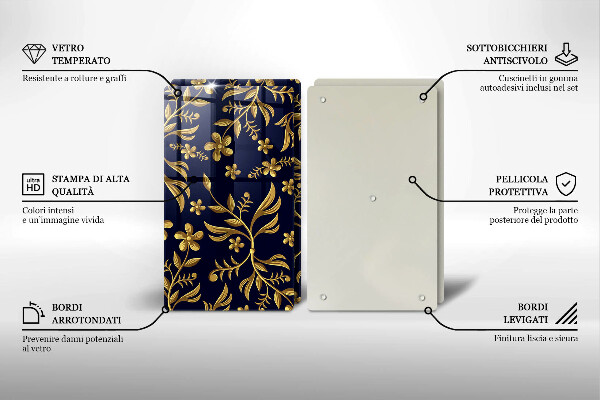 Skleněná krájecí deska Motiv zlaté květiny