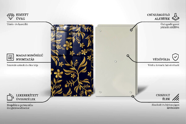 Skleněná krájecí deska Motiv zlaté květiny