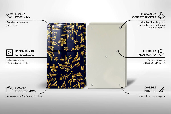 Skleněná krájecí deska Motiv zlaté květiny