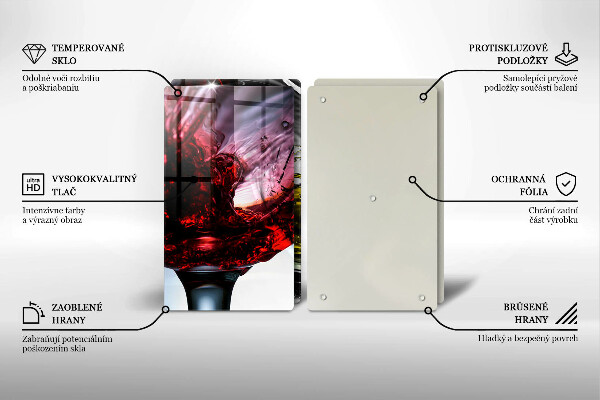 Skleněná krájecí deska Sklenice vína