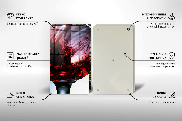 Skleněná krájecí deska Sklenice vína