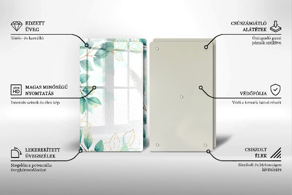 Skleněná krájecí deska Malované listy