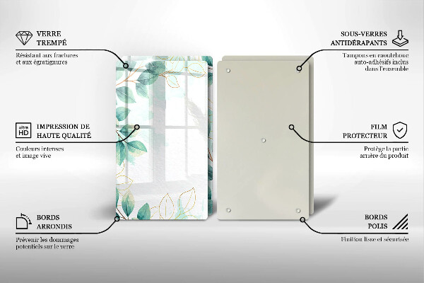 Skleněná krájecí deska Malované listy