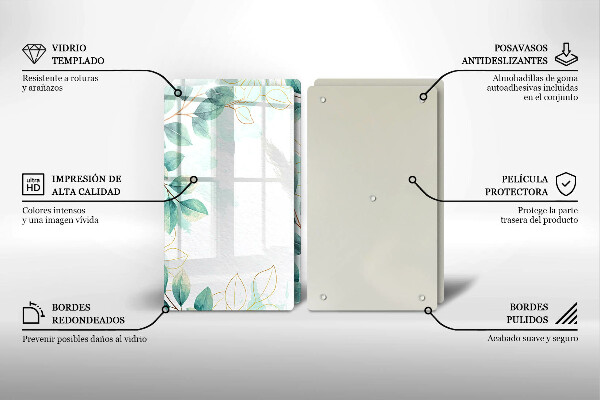 Skleněná krájecí deska Malované listy