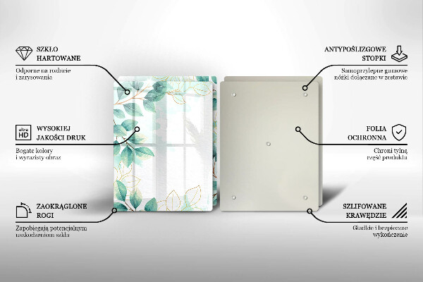 Skleněná krájecí deska Malované listy