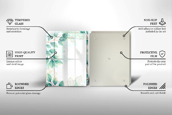 Skleněná krájecí deska Malované listy