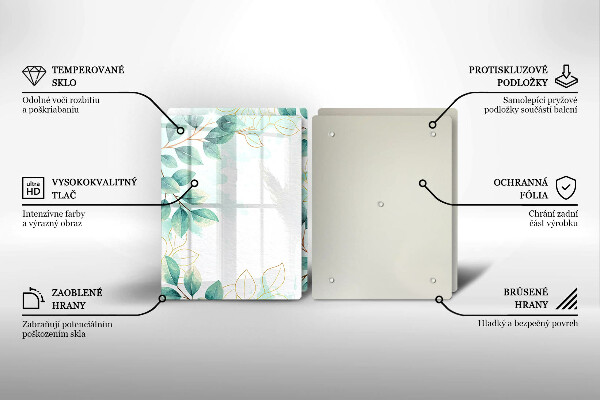 Skleněná krájecí deska Malované listy