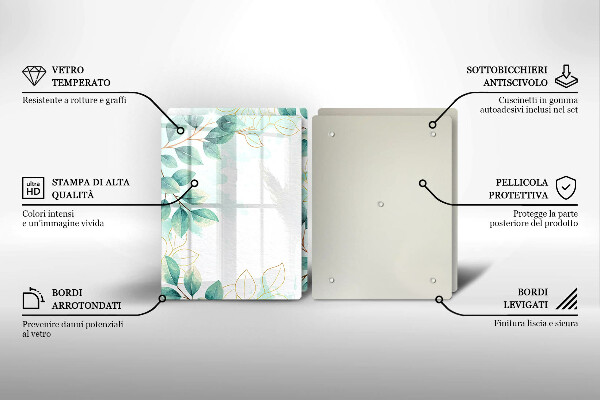 Skleněná krájecí deska Malované listy