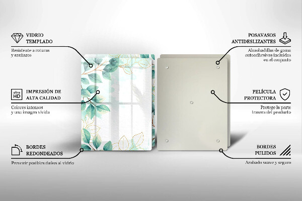 Skleněná krájecí deska Malované listy