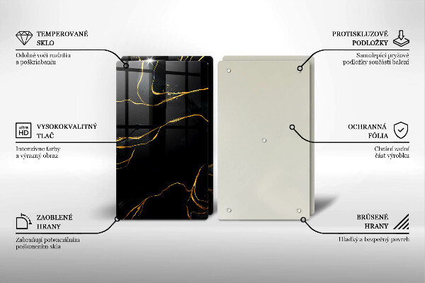 Skleněná krájecí deska Černý mramor