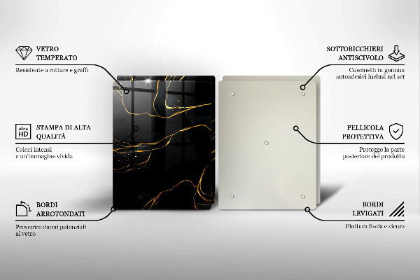 Skleněná krájecí deska Černý mramor