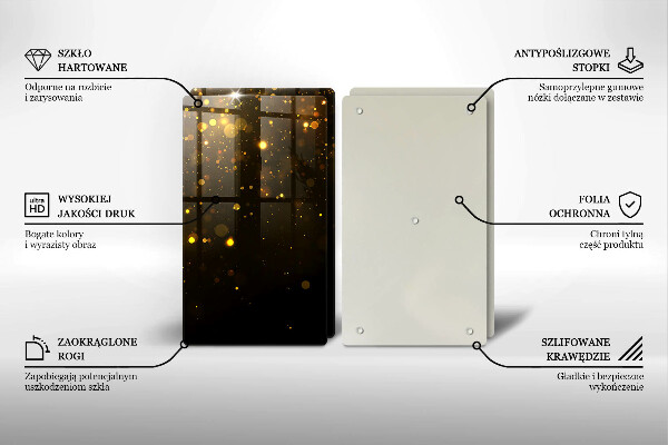 Skleněné krájecí prkénko Zlaté třpytky