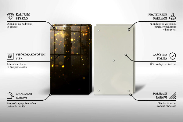 Skleněné krájecí prkénko Zlaté třpytky