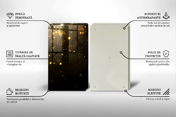 Skleněné krájecí prkénko Zlaté třpytky