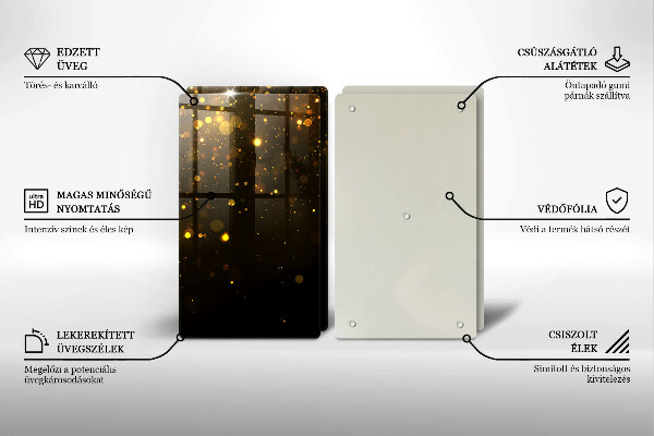 Skleněné krájecí prkénko Zlaté třpytky