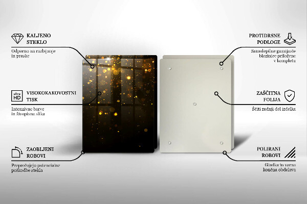 Skleněné krájecí prkénko Zlaté třpytky