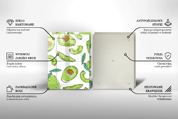 Skleněná krájecí deska Avokádo a hruška