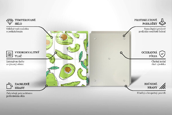 Skleněná krájecí deska Avokádo a hruška