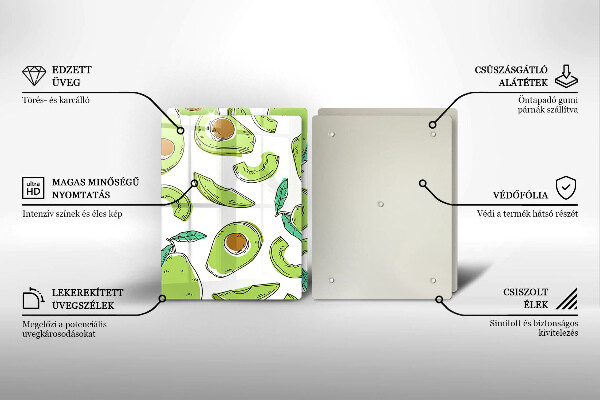 Skleněná krájecí deska Avokádo a hruška