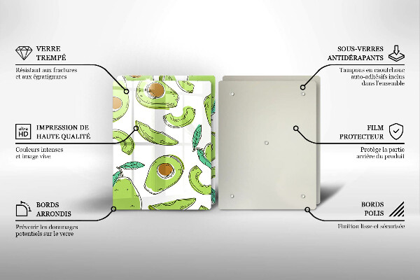 Skleněná krájecí deska Avokádo a hruška