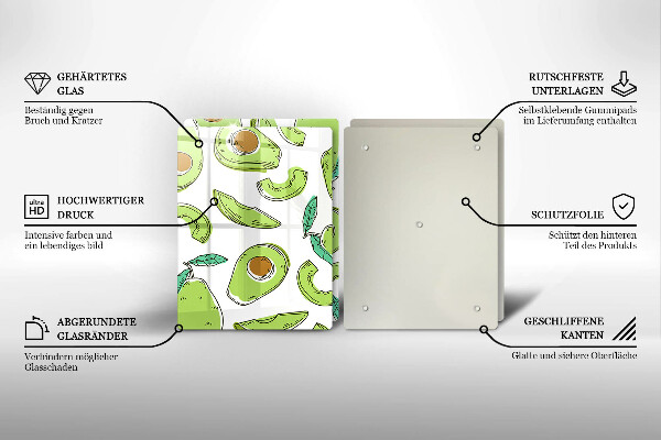 Skleněná krájecí deska Avokádo a hruška