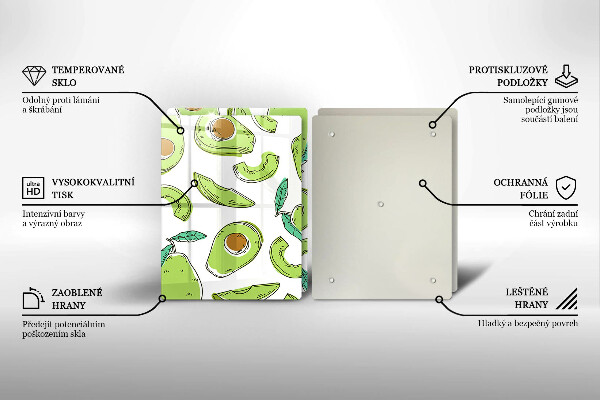 Skleněná krájecí deska Avokádo a hruška