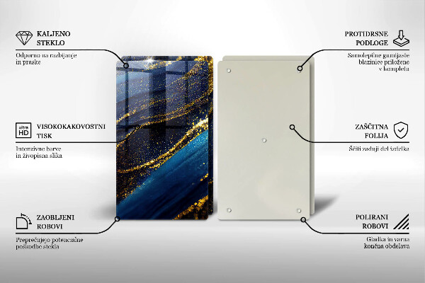 Skleněné krájecí prkénko Námořnická modrá abstrakce