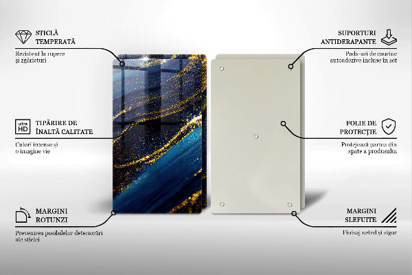 Skleněné krájecí prkénko Námořnická modrá abstrakce