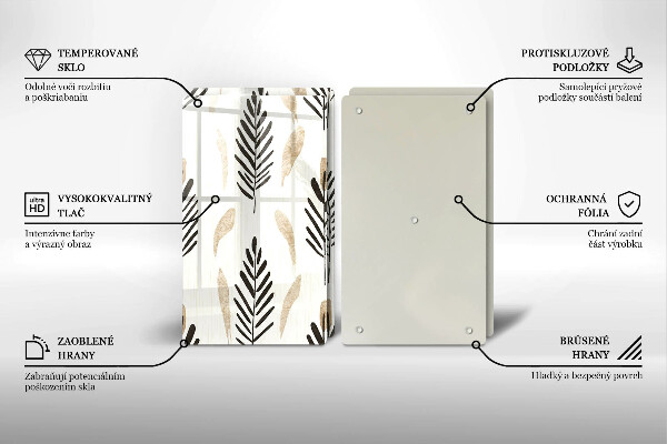 Skleněné krájecí prkénko Boho rostliny