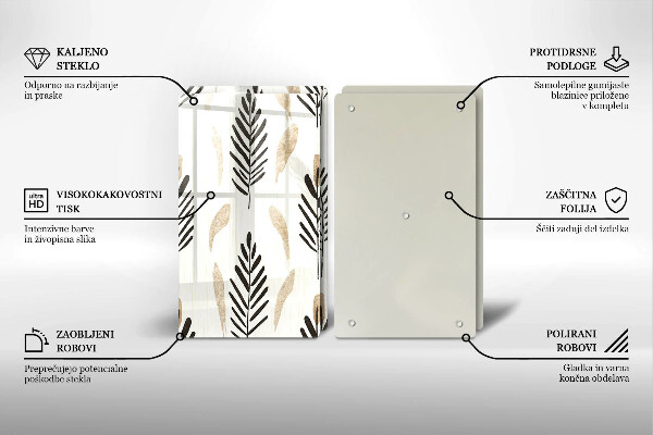 Skleněné krájecí prkénko Boho rostliny