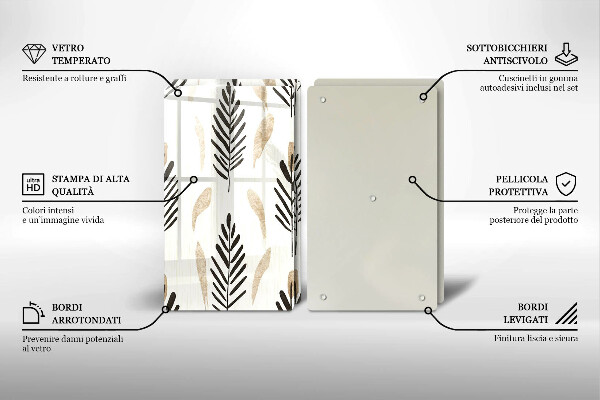 Skleněné krájecí prkénko Boho rostliny