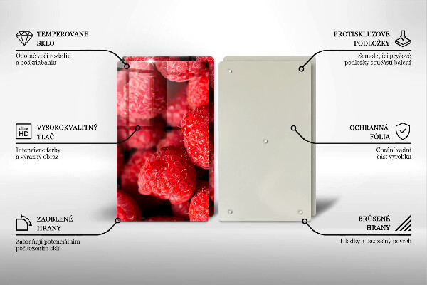 Skleněné krájecí prkénko Malinové ovoce