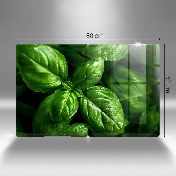 Skleněné krájecí prkénko Listy bazalky