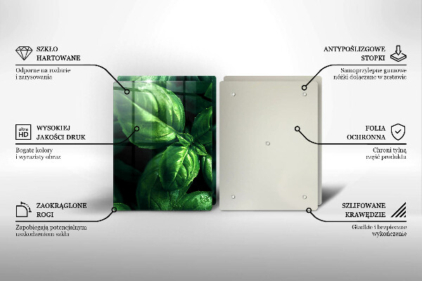 Skleněné krájecí prkénko Listy bazalky