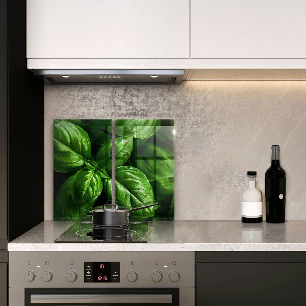 Skleněné krájecí prkénko Listy bazalky