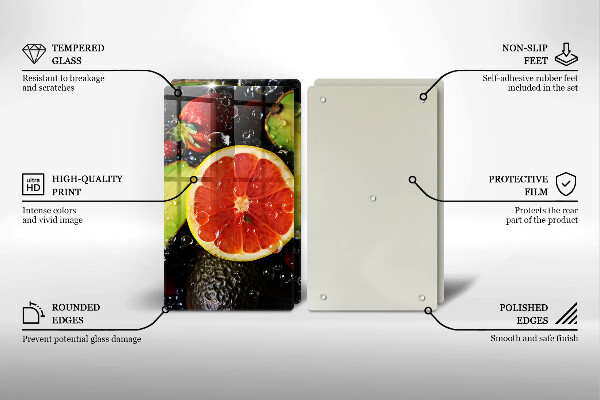 Skleněné krájecí prkénko Ovoce a zelenina