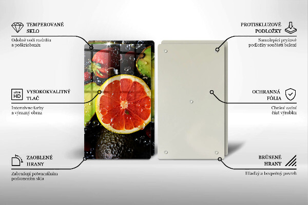 Skleněné krájecí prkénko Ovoce a zelenina