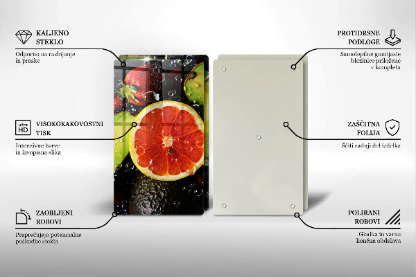 Skleněné krájecí prkénko Ovoce a zelenina