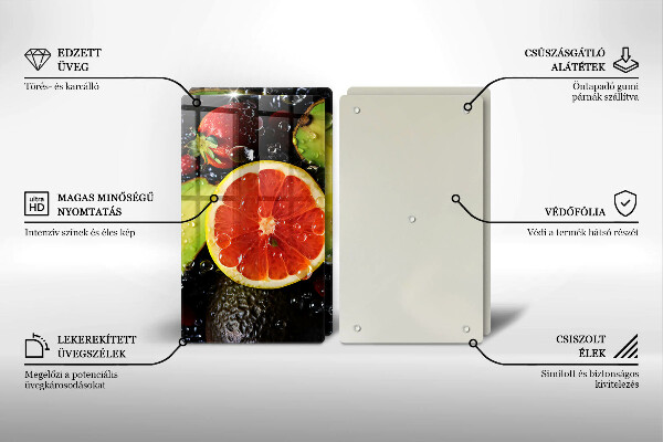 Skleněné krájecí prkénko Ovoce a zelenina