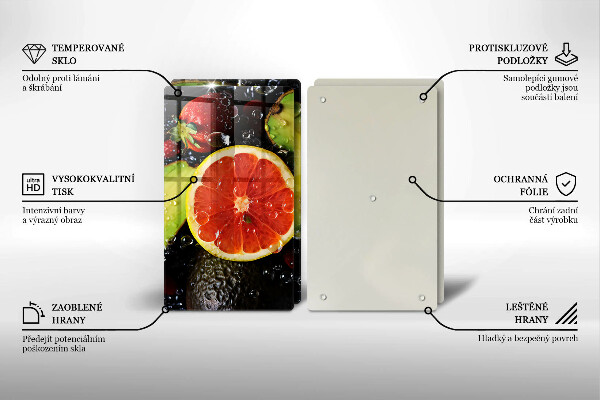 Skleněné krájecí prkénko Ovoce a zelenina