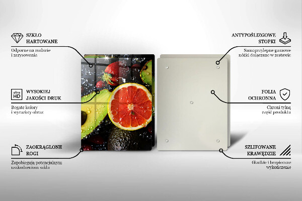 Skleněné krájecí prkénko Ovoce a zelenina