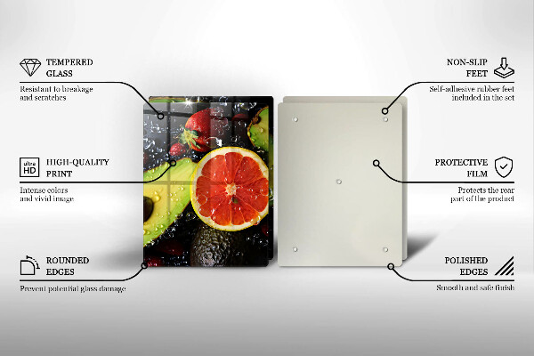 Skleněné krájecí prkénko Ovoce a zelenina