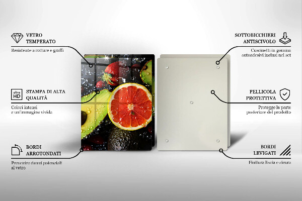 Skleněné krájecí prkénko Ovoce a zelenina